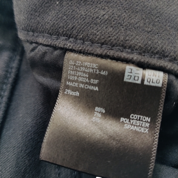 Uniqlo Black High Rise Jeans Stretch Denim Size 29x27 Slim Leg - Picture 4 of 8
